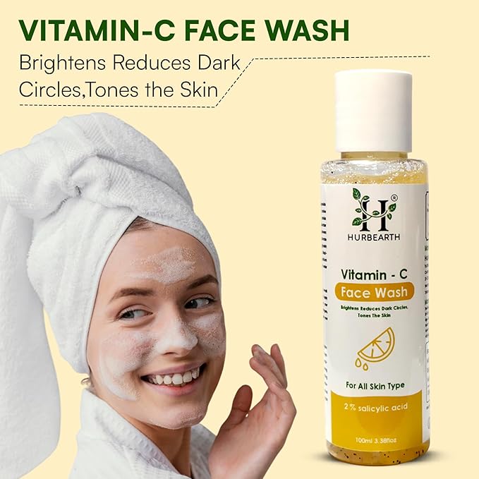 Vitamin C Face Wash with 2% Salicylic Acid for Brightening & Dark Spot Reduction | Deep Cleansing & Oil Control Face Wash for All Skin Types | Paraben Free, Sulphate Free | 100ml
